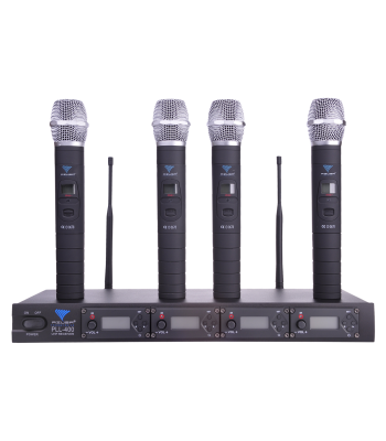 UHF-mikrofonsüsteem, 4 kanalit (4 käsimikrofoni), PLL-400