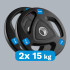 Kummikattega malmist olümpiakettad Rebel Active, komplekt 2 × 15 kg, ava 51 mm