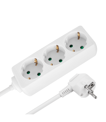 Saksa tüüpi pikendusjuhe 3 pistikupesaga ilma lülitita Rebel valge 3x1,5mm 5 m