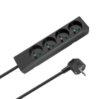 Pikendusjuhe 4 Prantsuse tüüpi pesaga, ilma lülitita, Rebel, must, 1,5 m, 3x1,0 mm²