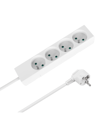 Pikendusjuhe 4 prantsuse tüüpi pesaga ilma lülitita Rebel valge 3 m (3x1,5 mm²)