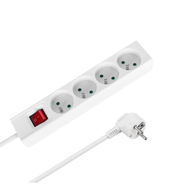 Pikendusjuhe 4 prantsuse tüüpi maandusega pistikupesa ja lülitiga Rebel, valge, 3 m, 3x1,5 mm2