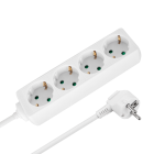 Pikendusjuhe 4 Saksa tüüpi pistikupesaga, ilma lülitita, Rebel, valge, 3 m, 3 × 1,5 mm²