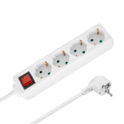 Saksa tüüpi pikendusjuhe 4 pistikupesa ja lülitiga Rebel, valge, 3 m, 3 × 1,5 mm²