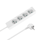 Rebel võrgupikendusjuhe 4 maandusega pistikupesa, prantsuse tüüpi, ilma lülitita, valge, 5 m, 3x1,5 mm2