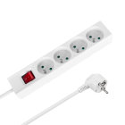 Rebel 4 pesaga prantsuse tüüpi pikendusjuhe lülitiga, valge, 5 m (3 × 1,5 mm²)
