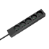 5 pesaga Prantsuse tüüpi must pikendusjuhe ilma lülitita Rebel, 2m (3x1,5mm)