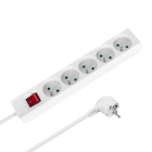 5 pesaga maandusega pikendusjuhe, prantsuse tüüpi, lülitiga, Rebel, valge – 5 m (3x1,5 mm2)