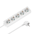 Rebel valge Saksa tüüpi 5 pesaga lülitita pikendusjuhe, 5 m, 3x1,5 mm