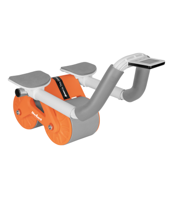 Kõhulihaste treeningratas taimeriga, hall-oranž, REBEL ACTIVE AB roller Wheel AB-3, 40 x 27 x 22 cm