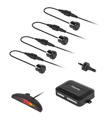 Tagumised LED-ekraaniga parkimisandurid, mustad, Peiying
