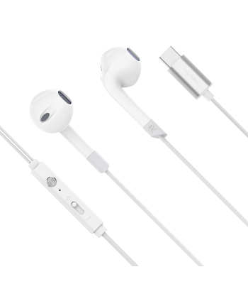 USB-C-pistikuga mikrofoniga kõrvasisesed kõrvaklapid Kruger&Matz valged C2