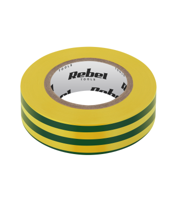 Isekleepuv isolatsiooniteip REBEL, kollane-roheline, 0,13 mm x 19 mm x 20 yd