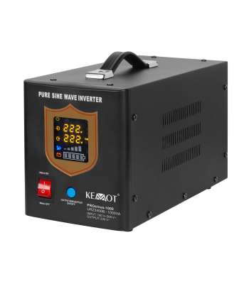 Katkematu toiteallikas KEMOT PROsinus-1000 puhta siinusega inverter laadimisfunktsiooniga, must, 12V 230V 1000VA/700W