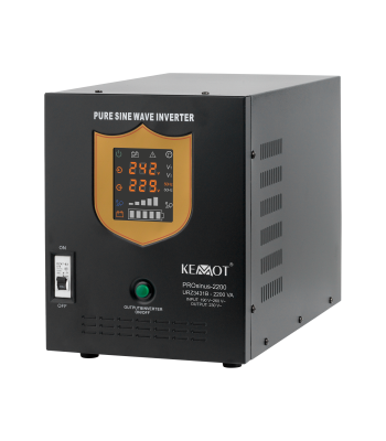 Avariitoiteallikas puhta siinuslaine ja laadimisfunktsiooniga, must KEMOT PROsinus-2200 12V 230V 2200VA/1600W