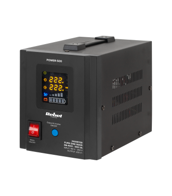 Avariitoiteallikas Rebel POWER-500 – puhta siinusega inverter ja laadija, 12V 230V 500VA/300W