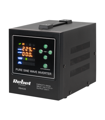 Rebel POWER-500-LFP4 avariitoiteallikas – puhta siinusega inverter ja laadimisfunktsioon, 12V 230V 500VA/300W