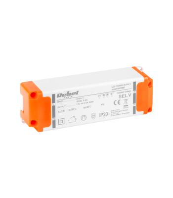 REBEL LED-valguskettide toiteplokk, 12V 2,5A, max 30W (YSL36-1202500)