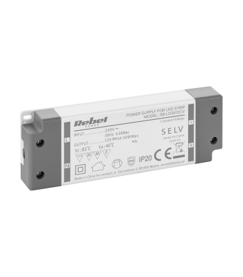Rebel LED-ribade toiteplokk, 12V/3A, max. 36 W, IP20