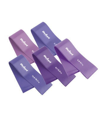 Lateksist treeningkummide komplekt, 5 kummi, lilla, REBEL ACTIVE, Mini Band L, 2.3–18.2 kg