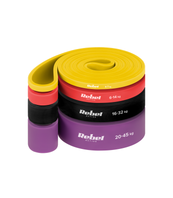 Lateksist treeningkummide komplekt Power Band Rebel Active, 4 tk, PLs-2, 4–45 kg, 208 cm