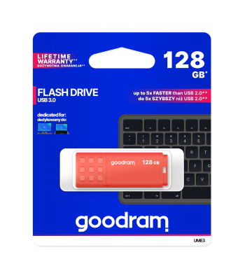 GOODRAM USB 3.2 mälupulk, oranž, UME3, 128 GB