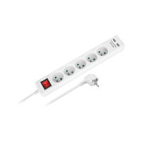 Rebel pikendusjuhe 5 pistikupesa ja 2 USB-pesaga, lülitiga – 1,5 m