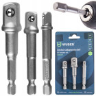 WUBER kuuskantvarrega padruniadapterite komplekt, 3 tk, 1/4″