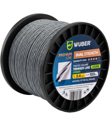 WUBER tugevdatud keerdruudukujuline trimmerijõhv +CORE W00607 2.4 mm 100 m