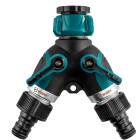 Metallist aiavooliku kahe väljundiga veejagaja adapteriga WUBER W00710, G 3/4″ (26,5 mm) ja G 1/2″ (21 mm)
