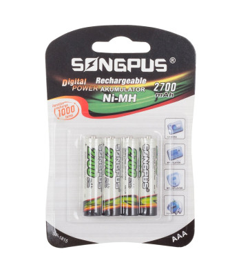 Laetavad patareid, 4 tk, kuni 2700 mAh, AAA R3