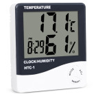 Elektrooniline LCD-sisetermomeeter õhutemperatuuri ja -niiskuse mõõtmiseks, kella, kuupäeva ja alarmiga, 9,7 × 10 × 2 cm