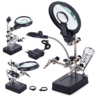 Jootmise abikäsi suurendusklaasi, LED-valgustuse ja jootekolvihoidikuga, 5 LED-i, 2,5×, 90 mm