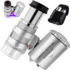 Juveliiriluup ja taskumikroskoop LED- ja UV-valgustusega, 60x