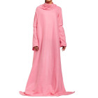 Roosa fliisist varrukatega tekk lugemiseks, snuggie, 138cm x 180cm, XXL