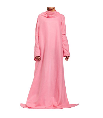 Roosa fliisist varrukatega tekk lugemiseks, snuggie, 138cm x 180cm, XXL
