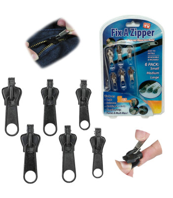 Tõmbluku paranduskomplekt Fix a Zipper – 6 liugurit, 3 suurust