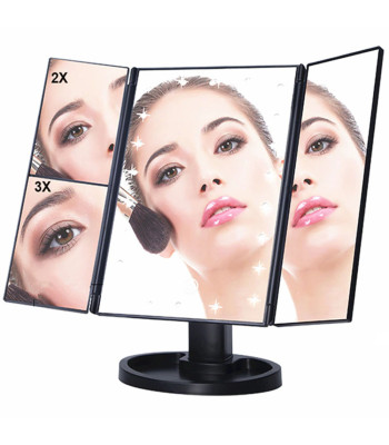 LED-valgustusega kosmeetikapeegel suurendusega 2x ja 3x, 22 LED-i