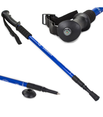 Reguleeritav kokkupandav Nordic walking kepp kompassi ja ANTI-Shock-süsteemiga, sinine, 1 tk, 64–135 cm