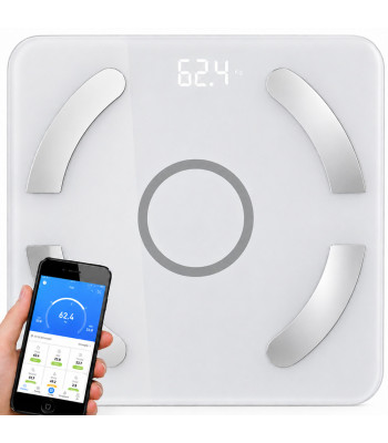 Bluetooth-iga analüütiline vannitoakaal nutitelefoni rakendusega, valge, kuni 180 kg