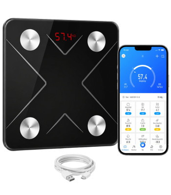 Analüütiline Bluetoothi-vannitoakaal klaasist platvormi ja LCD-ekraaniga, 180 kg
