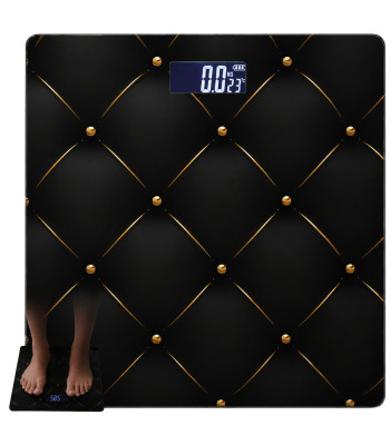 Elektrooniline klaasist vannitoakaal lcd-ekraaniga, must-kuldne, 180kg