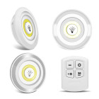 Isekleepuvad juhtmevabad cob led-lambid puldiga, 3 tk, 9 cm x 2 cm