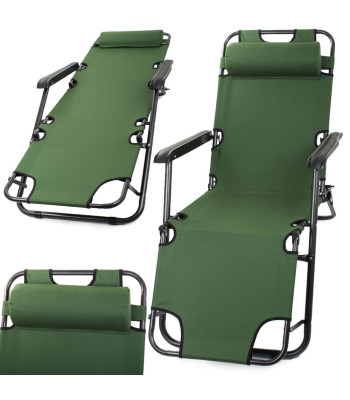 Kokkupandav aia- ja rannatool-lamamistool, roheline – Zero Gravity 2-in-1