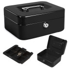 Must võtmega lukustatav metallist rahakarp – 20cm x 16cm x 9cm