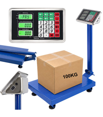 Elektrooniline lao- ja kaupluse platvormkaal lcd-ekraaniga 100kg