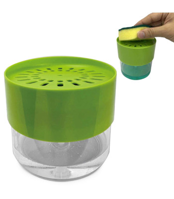 Nõudepesuvahendi dosaator käsnahoidikuga, roheline, 500 ml, 12 × 11 cm, 24028