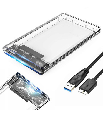 Läbipaistev sata kettakorpus hdd- ja ssd-ketastele, usb 3.0, 2,5