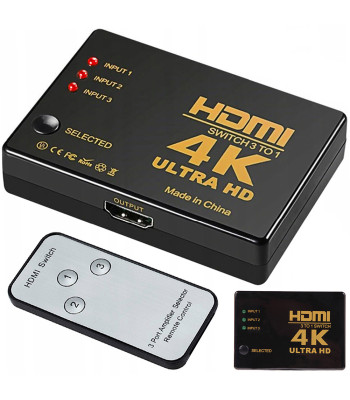 Hdmi-lüliti infrapunapuldiga, 3 × 1, 4k uhd
