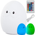 Laste LED-öövalgusti – silikoonist munakujuline RGB-lamp puldiga, USB
